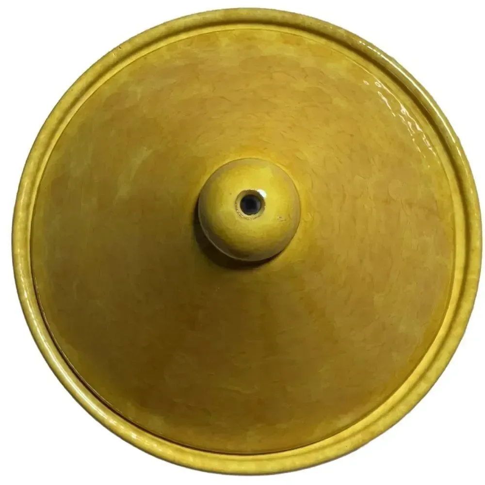 Vintage Traditional Moroccan Mustard Yellow Tagine Cooking Pot (Made in Italy)